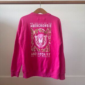 Abercrombie kids Hot Pink Crew Sweatshirts Butterflies and gold foil size 13-14